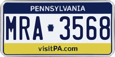 PA license plate MRA3568
