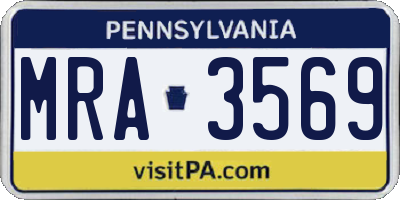 PA license plate MRA3569