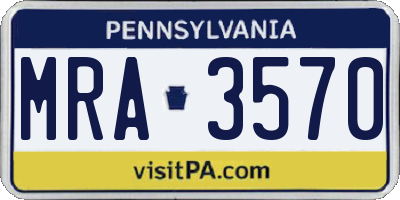 PA license plate MRA3570