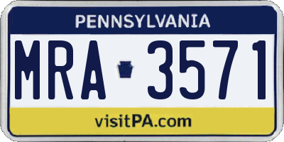 PA license plate MRA3571