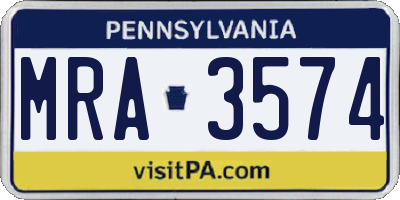PA license plate MRA3574