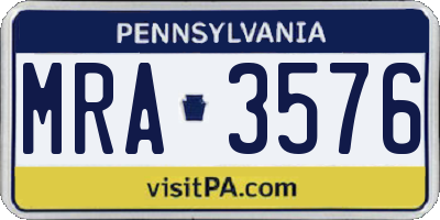 PA license plate MRA3576