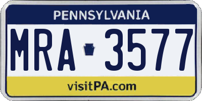 PA license plate MRA3577