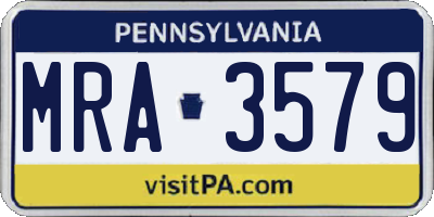 PA license plate MRA3579