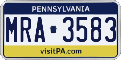 PA license plate MRA3583