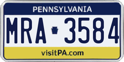 PA license plate MRA3584