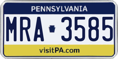 PA license plate MRA3585