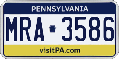 PA license plate MRA3586