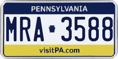 PA license plate MRA3588