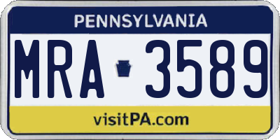PA license plate MRA3589