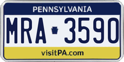 PA license plate MRA3590