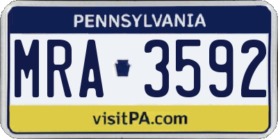 PA license plate MRA3592