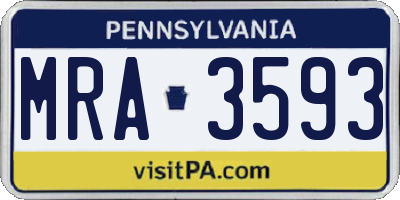 PA license plate MRA3593