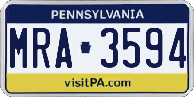 PA license plate MRA3594