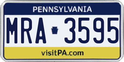 PA license plate MRA3595