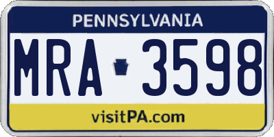 PA license plate MRA3598