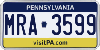 PA license plate MRA3599