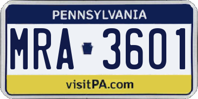 PA license plate MRA3601