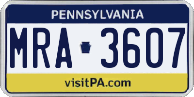 PA license plate MRA3607
