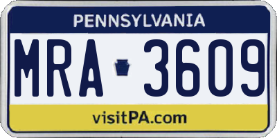 PA license plate MRA3609