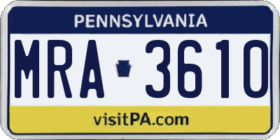 PA license plate MRA3610