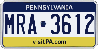 PA license plate MRA3612