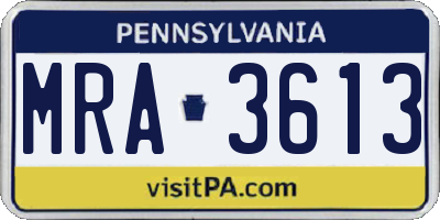 PA license plate MRA3613