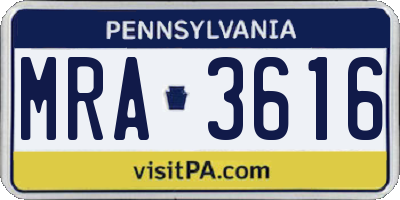 PA license plate MRA3616