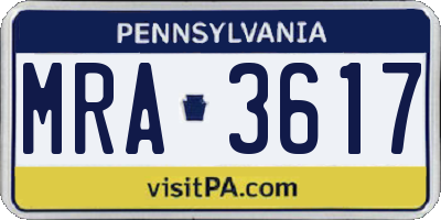 PA license plate MRA3617