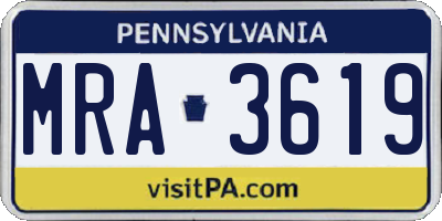 PA license plate MRA3619