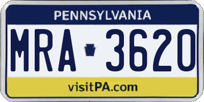 PA license plate MRA3620