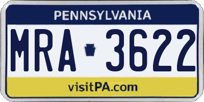 PA license plate MRA3622