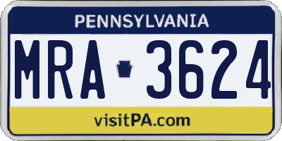 PA license plate MRA3624