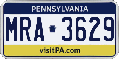 PA license plate MRA3629
