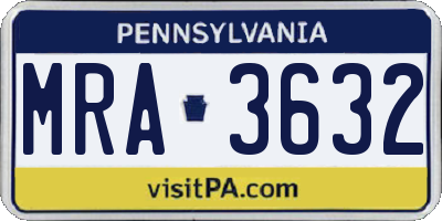 PA license plate MRA3632