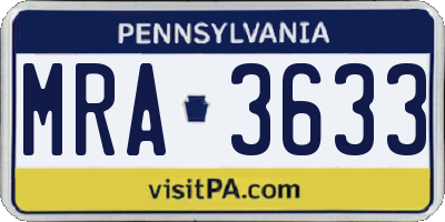 PA license plate MRA3633