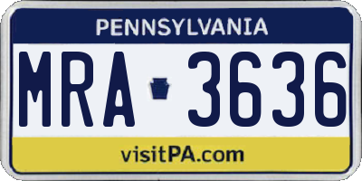 PA license plate MRA3636