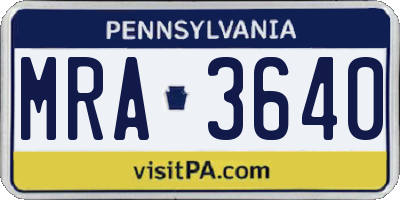 PA license plate MRA3640