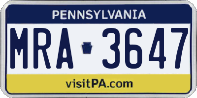 PA license plate MRA3647