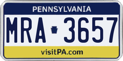 PA license plate MRA3657