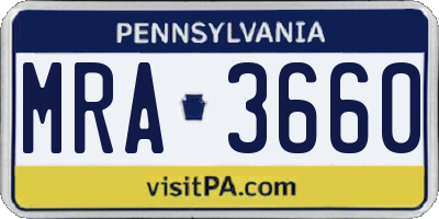 PA license plate MRA3660