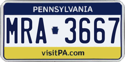 PA license plate MRA3667