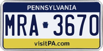 PA license plate MRA3670