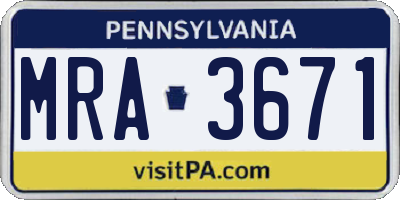 PA license plate MRA3671