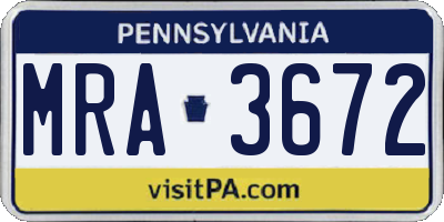 PA license plate MRA3672