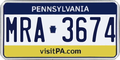PA license plate MRA3674