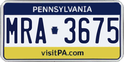 PA license plate MRA3675