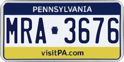 PA license plate MRA3676