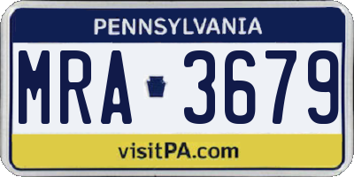 PA license plate MRA3679