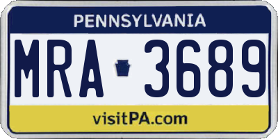 PA license plate MRA3689